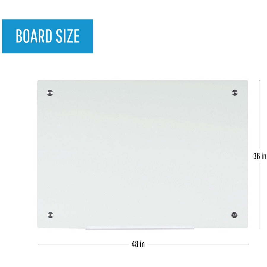 MasterVision Magnetic Glass Dry Erase Board - 36" (3 ft) Width x 48" (4 ft) Height - White Glass Surface - Rectangle - Horizontal/Vertical - Magnetic - 1 Each