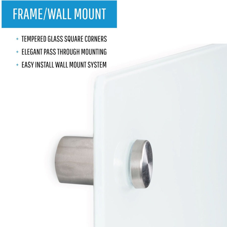 MasterVision Magnetic Glass Dry Erase Board - 48" (4 ft) Width x 96" (8 ft) Height - White Glass Surface - Rectangle - Horizontal/Vertical - Magnetic - 1 Each