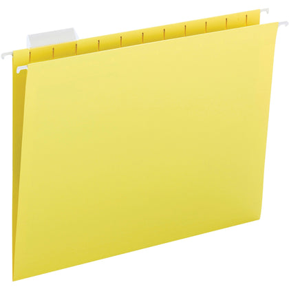 Business Source Hanging Folders: 1/5 Tab Cut Letter Size Yellow - 25/Box - Folders & Accessories