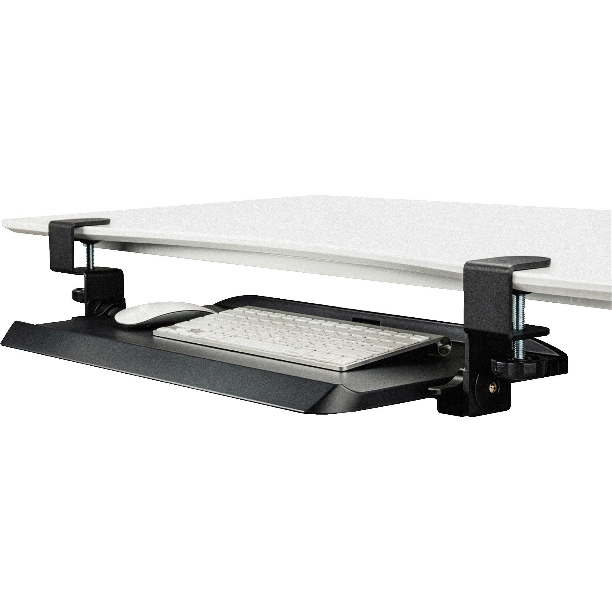 Kantek Clamp Mounted Tilting Keyboard Tray - 11.5" Height x 5" Width - Black - 1 Each