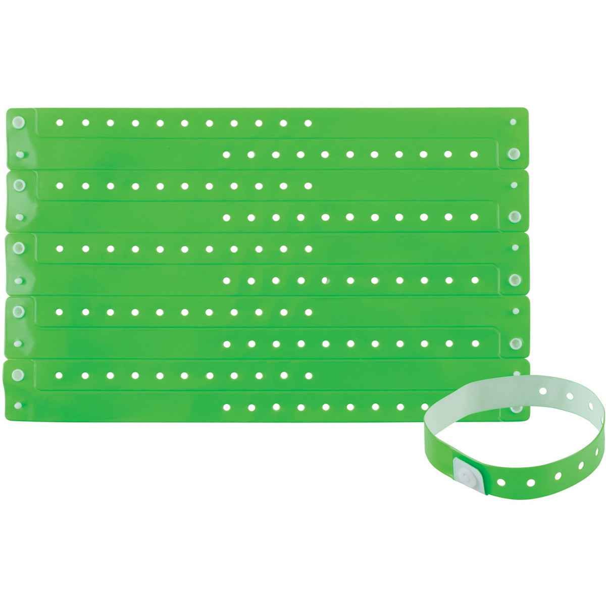 Advantus Colored Vinyl Wristbands - Adjustable - 0" Height x 0.6" Width x 9.8" Length - Green - Vinyl - 100 / Pack