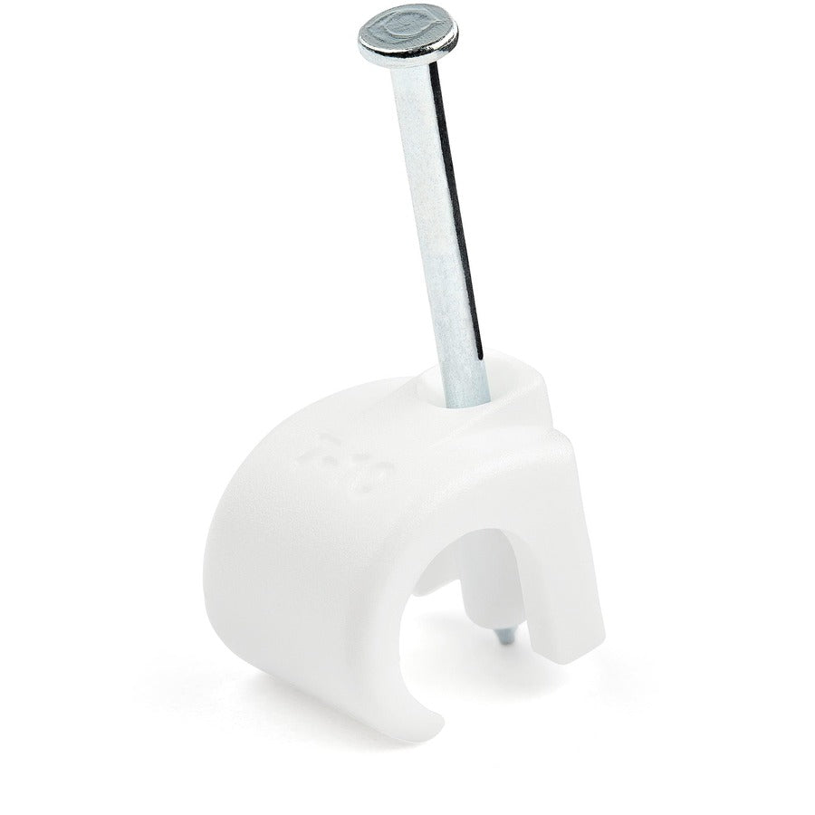 StarTech.com 100 Pack Large Cable Clips with Nail - Cable Clip - White - 0.40" Length - Polyethylene - 100 / Pack - TAA Compliant