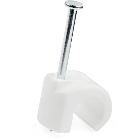 StarTech.com 100 Pack Large Cable Clips with Nail - Cable Clip - White - 0.40" Length - Polyethylene - 100 / Pack - TAA Compliant
