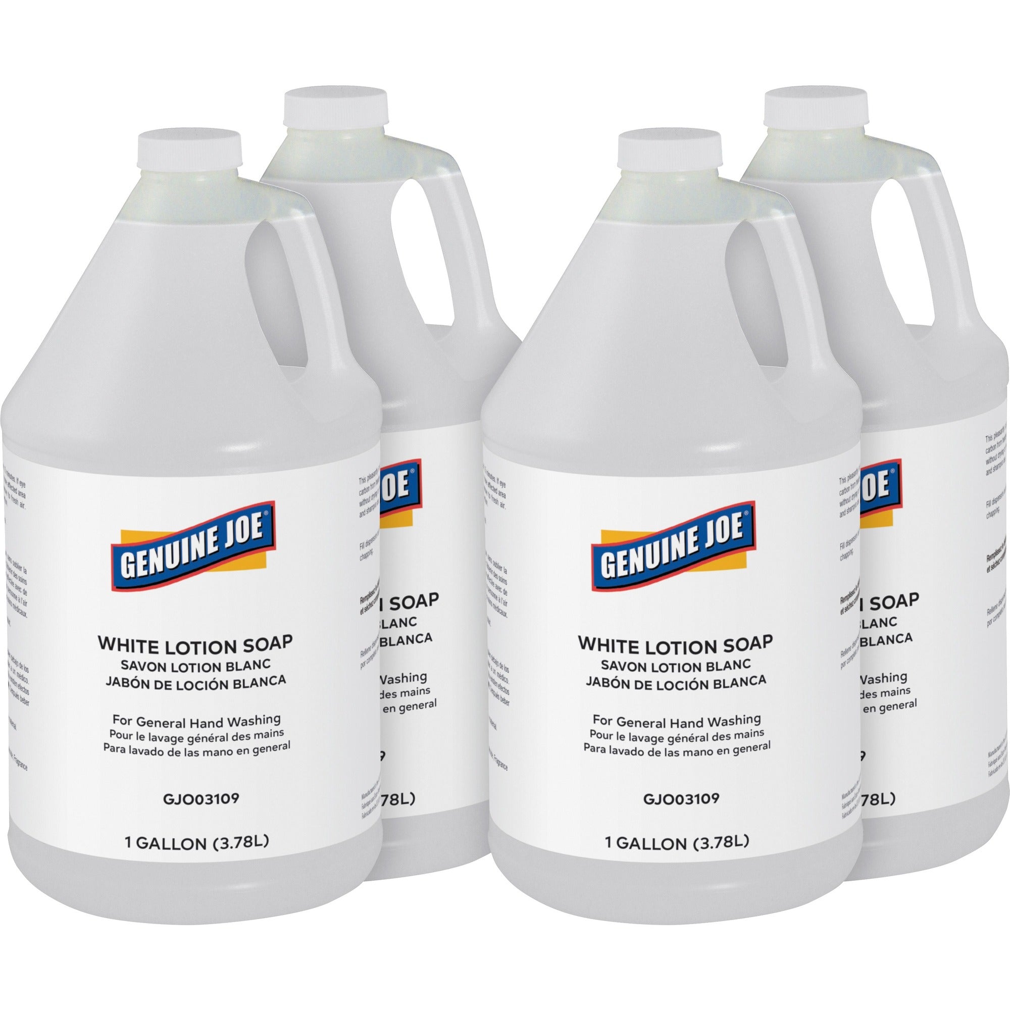 Genuine Joe Lotion Soap: Ink Oil Dirt Grease Grime & Carbon Remover - 1 gal - White - Pleasant Scent - Hand