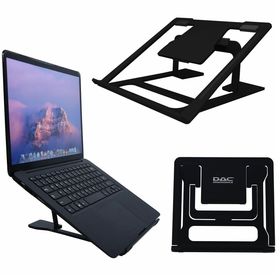 DAC®  MP-224 Portable Laptop Stand With 6 Height Levels, Black - Upto 15.6" Screen Size Notebook, Tablet Support - Aluminum Alloy, Silicon - Black