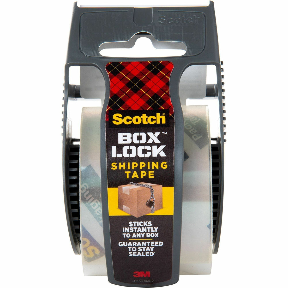 Scotch Box Lock Dispenser Packaging Tape - 22.20 yd Length x 1.88" Width - Clear - Dispenser Included - 1 Roll