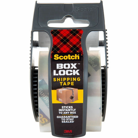 Scotch Box Lock Dispenser Packaging Tape - 22.20 yd Length x 1.88" Width - Clear - Dispenser Included - 1 Roll