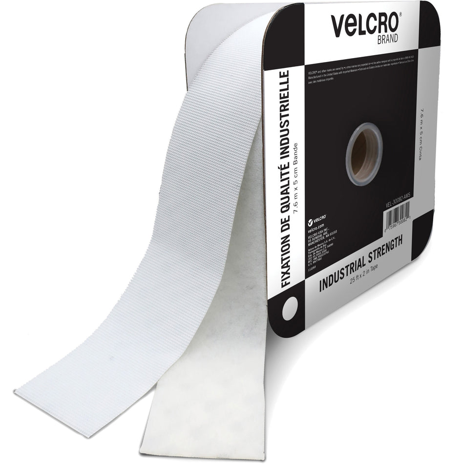 VELCRO®  Industrial Fastener Tape - 25 ft Length x 2" Width - White - 1 Roll