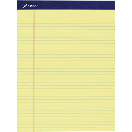 Ampad Legal Ruled Writing Pad - 100 Sheets - Legal Ruled Front Ruling - 1" Height x 8.5" Width x 11.8" Length - Smooth Surface, Perforated, Sturdy Back - 4 / Pack