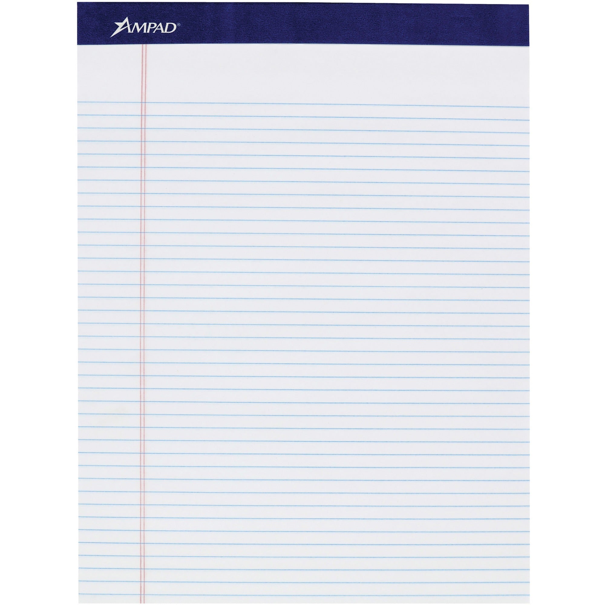 Ampad Legal Ruled Writing Pad - Legal Ruled Front Ruling - 1" Height x 8.5" Width x 11.8" Length - Smooth Surface, Perforated, Sturdy Back - 4 / Pack