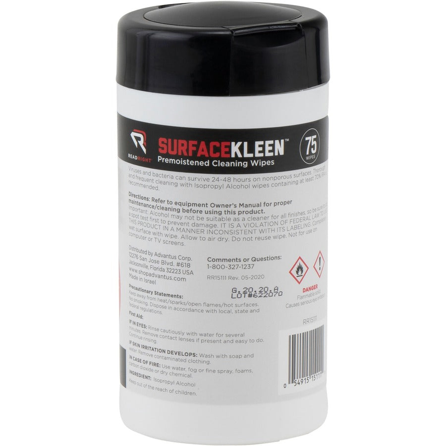 Read Right Surface Kleen Cleaning Wipes - Rear