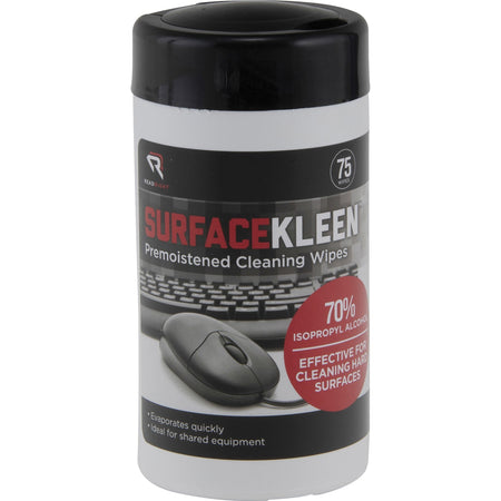 Read Right Surface Kleen Cleaning Wipes - 6.30" Length x 5" Width - Pre-moistened, Fast Acting, Quick Drying - White - 75/Tub - 1 Each