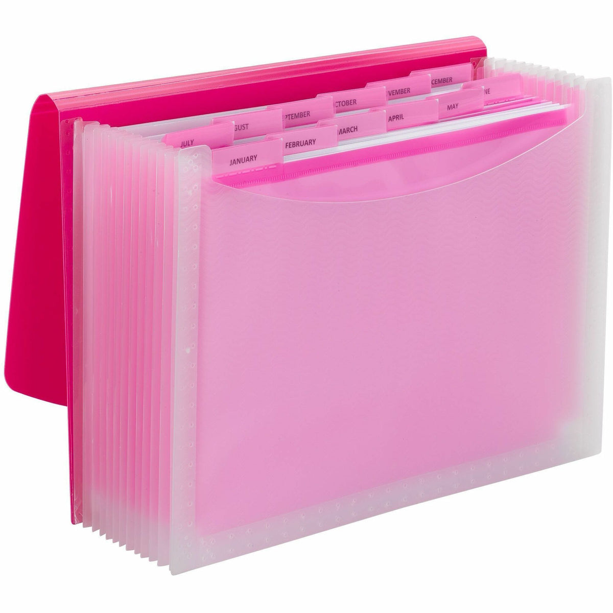 Smead Letter Expanding File - 8 1/2" x 11" - 12 Pocket(s) - 12 Divider(s) - Pink, Clear - 1 Each