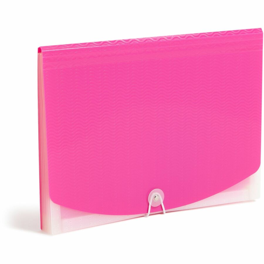 Smead Letter Expanding File - 8 1/2" x 11" - 7 Pocket(s) - 6 Divider(s) - Pink, Clear - 1 Each