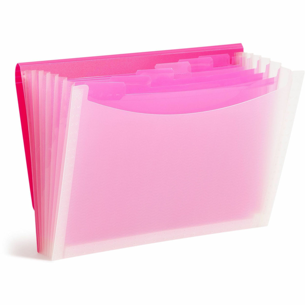 Smead Letter Expanding File - 8 1/2" x 11" - 7 Pocket(s) - 6 Divider(s) - Pink, Clear - 1 Each