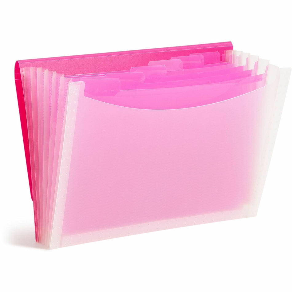 Smead Letter Expanding File - 8 1/2" x 11" - 7 Pocket(s) - 6 Divider(s) - Pink, Clear - 1 Each