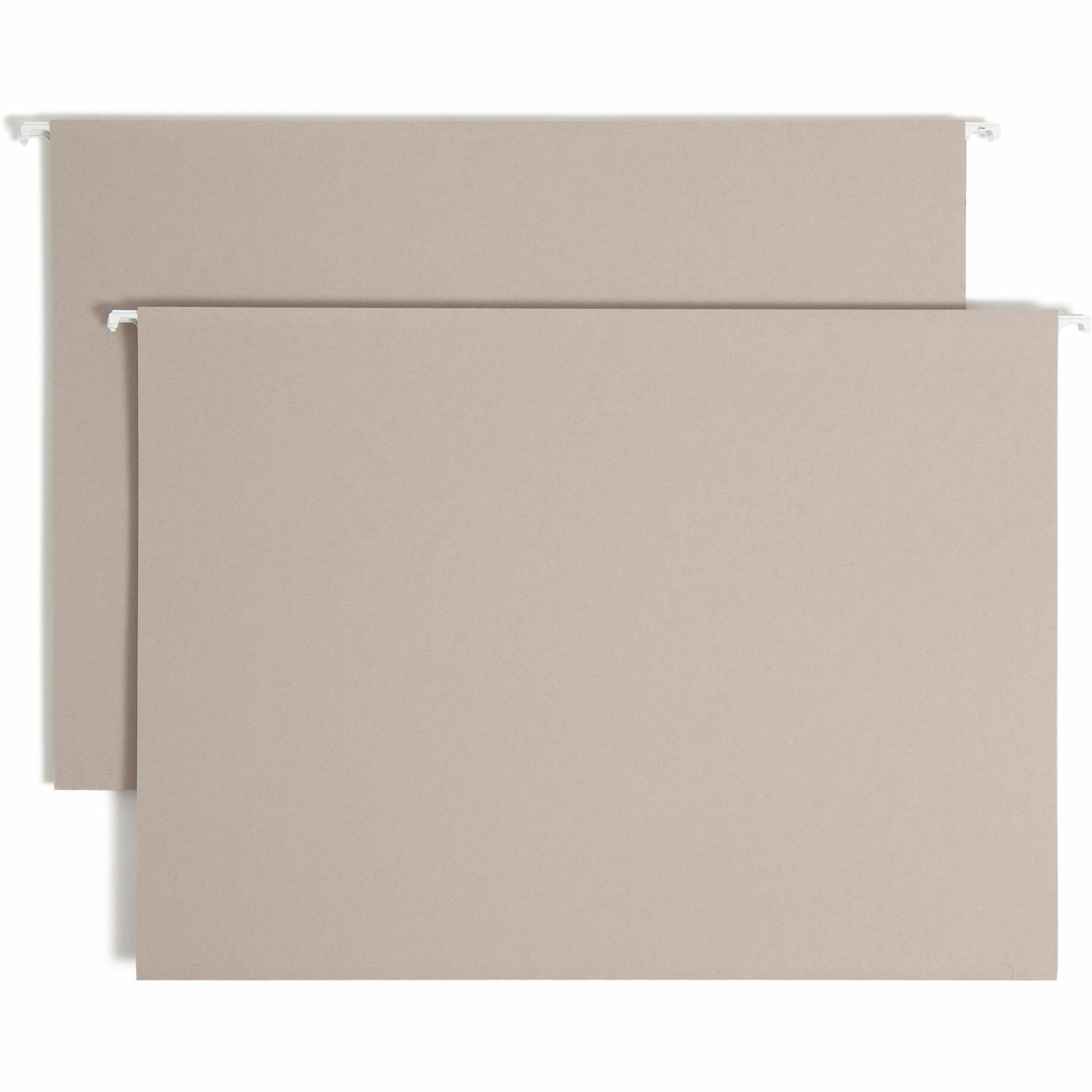 Smead TUFF 1/3 Tab Cut Legal Recycled Hanging Folder - 8 1/2" x 14" - 3" Expansion - Top Tab Location - Assorted Tab Position - 14 pt. - Steel Gray - 10% Recycled - 18 / Box