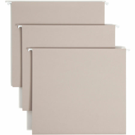 Smead TUFF 1/3 Tab Cut Letter Recycled Hanging Folder - 8 1/2" x 11" - 3" Expansion - Top Tab Location - Assorted Tab Position - Steel Gray - 10% Recycled - 18 / Box
