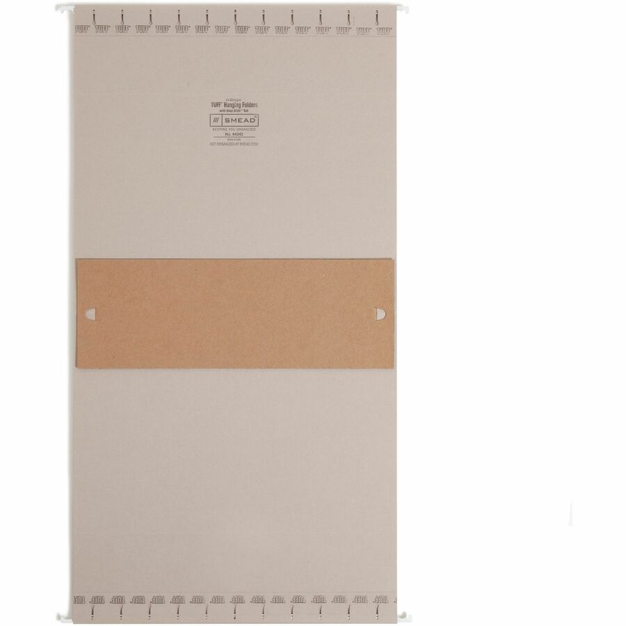 Smead TUFF 1/3 Tab Cut Letter Recycled Hanging Folder - 8 1/2" x 11" - 4" Expansion - Top Tab Location - Assorted Tab Position - Steel Gray - 10% Recycled - 18 / Box