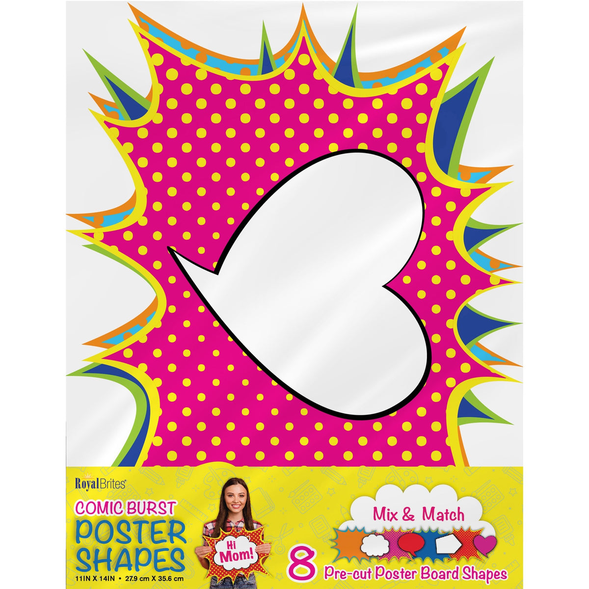 Geographics Cosmic Burst Shapes Poster Board - Fun and Learning, Project, Sign, Display, Art - 18" Height x 14" Width - Multi - 8 / Pack