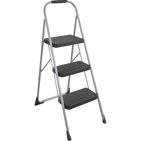 Cosco Ultra-Thin 3-Step Ladder - 3 Step - 200 lb Load Capacity52.8" Height - Black, Platinum