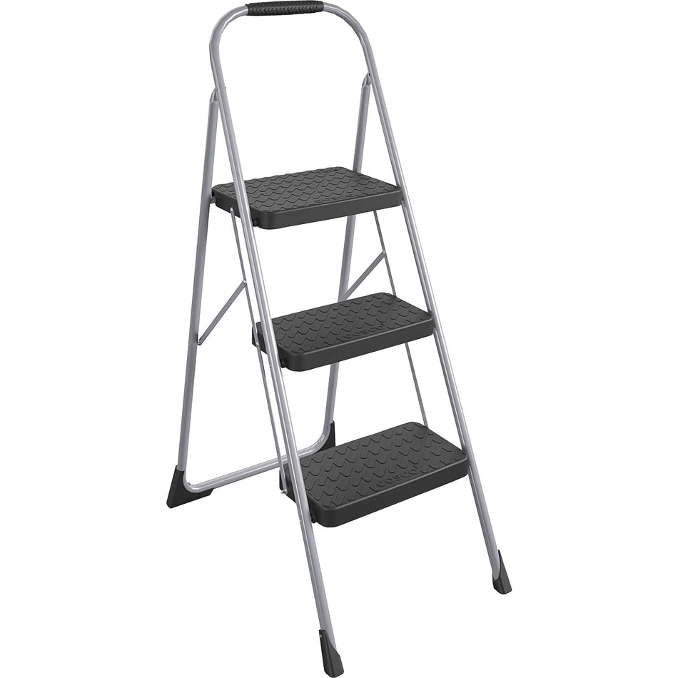 Cosco Ultra-Thin 3-Step Ladder - 3 Step - 200 lb Load Capacity52.8" Height - Black, Platinum