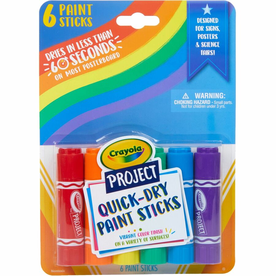 Crayola Project Quick-Dry Paint Sticks - Assorted - 6 / Pack
