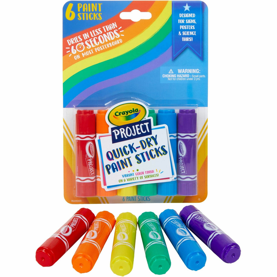 Crayola Project Quick-Dry Paint Sticks - Assorted - 6 / Pack