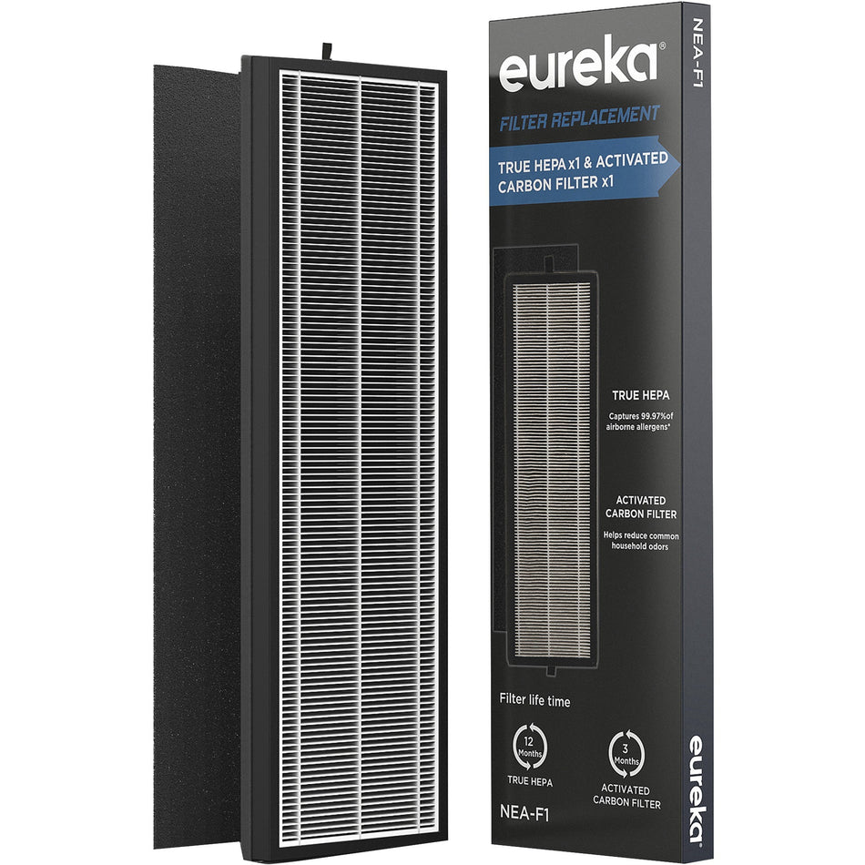 Eureka Air 3-in-1 Air Purifier Replacement Filter - HEPA - For Air Purifier - Remove Airborne Particles, Remove Dust, Remove Allergens, Remove Odor, Remove Gases - 100% Particle Removal Efficiency Particles - 6.1" Height x 1.6" Width - Carbon - 1
