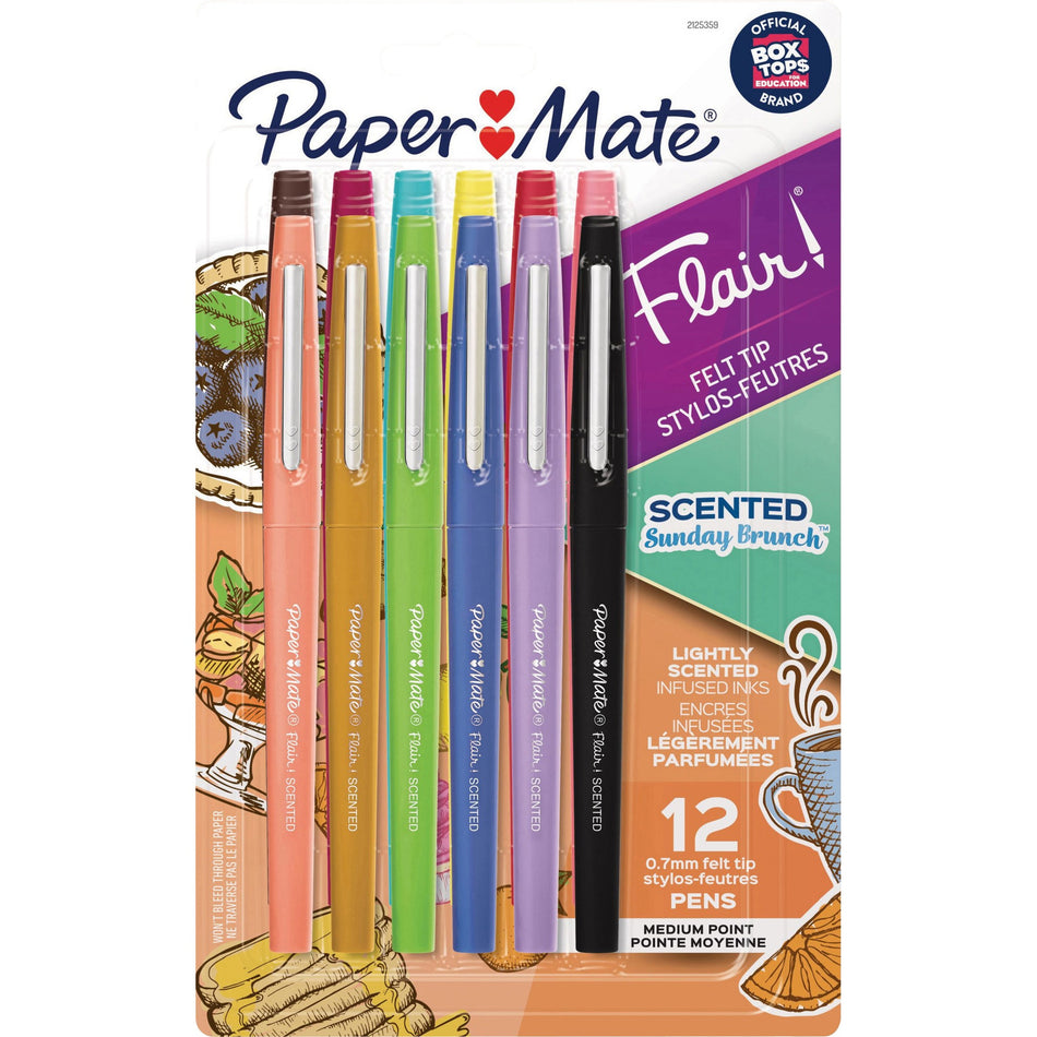 Paper Mate Flair Scented Pens - 0.7 mm Medium Pen Point - Multicolor Ink - Water Based - 12 / Each