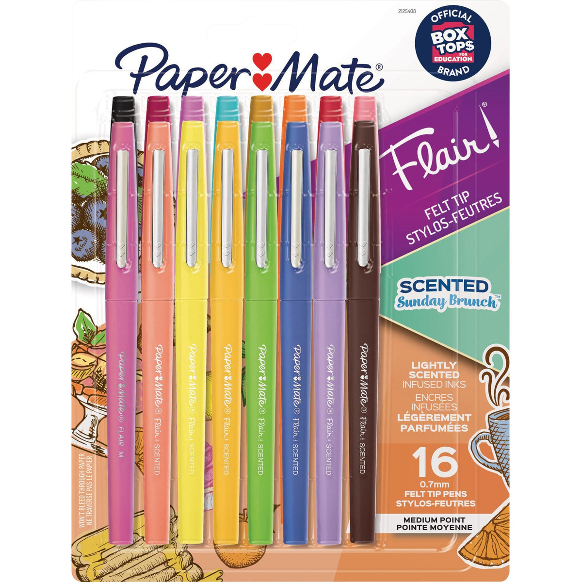 Paper Mate Flair Scented Pens - 0.7112 mm Medium Pen Point - Multicolor Ink - Water Based - 16 Each