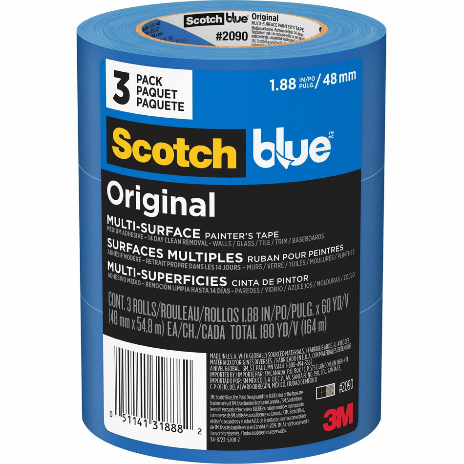 ScotchBlue Multi-Surface Painter's Tape - 60 yd x 1.88" - Blue - 3 Pack