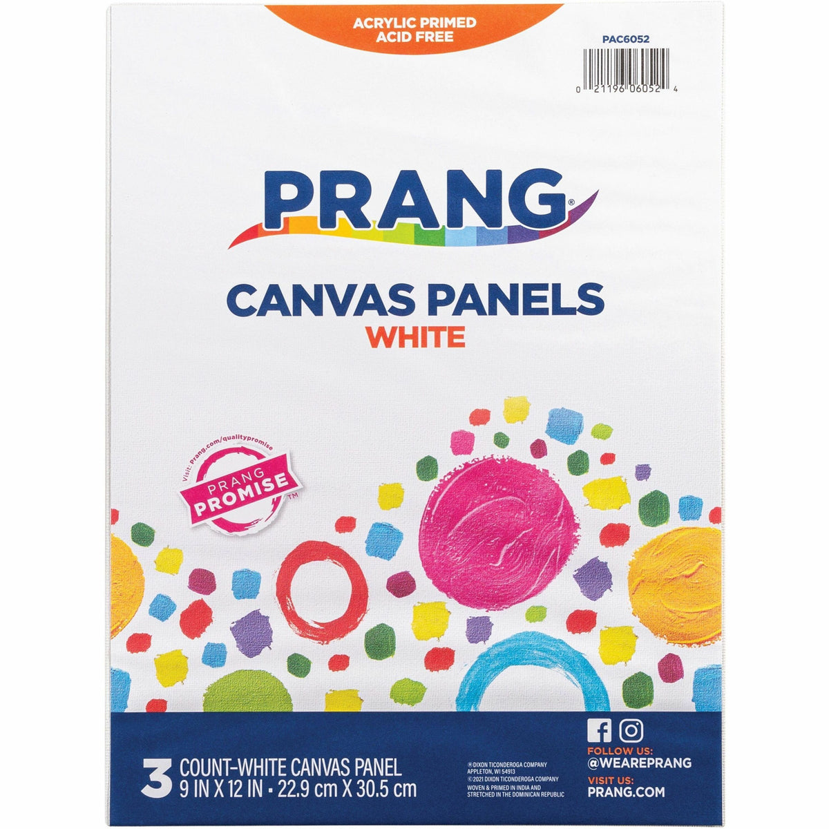 Prang Canvas Panels - Painting, Art - 3 Piece(s) - 9" Width x 12" Length - White - Acrylic - 3 / Pack