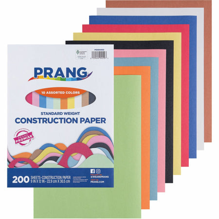 Prang Construction Paper - Art Project, Craft Project, Fun and Learning, Cutting, Pasting - 9" Width x 12" Length - Assorted - 200 / Pack