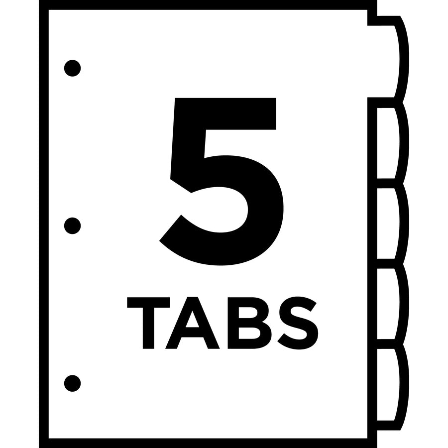 Avery® Big Tab Write & Erase Durable Plastic Dividers - 5 x Divider(s) - 5 Write-on Tab(s) - 5 - 5 Tab(s)/Set - 8.5" Divider Width x 11" Divider Length - 3 Hole Punched - Multicolor Plastic Divider - Multicolor Plastic Tab(s) - 24 / Carton