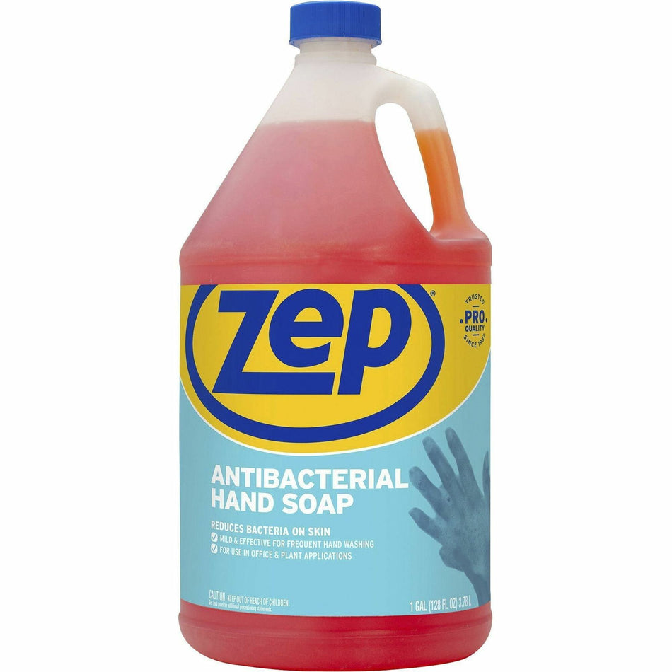 Zep Antimicrobial Hand Soap - Fresh Clean Scent - 1 gal - Kill Germs, Bacteria Remover, Soil Remover - Hand - Antibacterial - Orange - Non-abrasive, Solvent-free, Residue-free, Quick Rinse - 1 Each