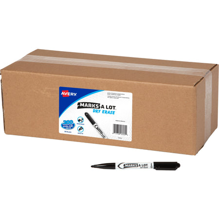 Avery®Marks A Lot Marks-A-Lot Value Pack Dry Erase Markers - Bullet Marker Point - Erasable - Black Ink - 200 / Carton