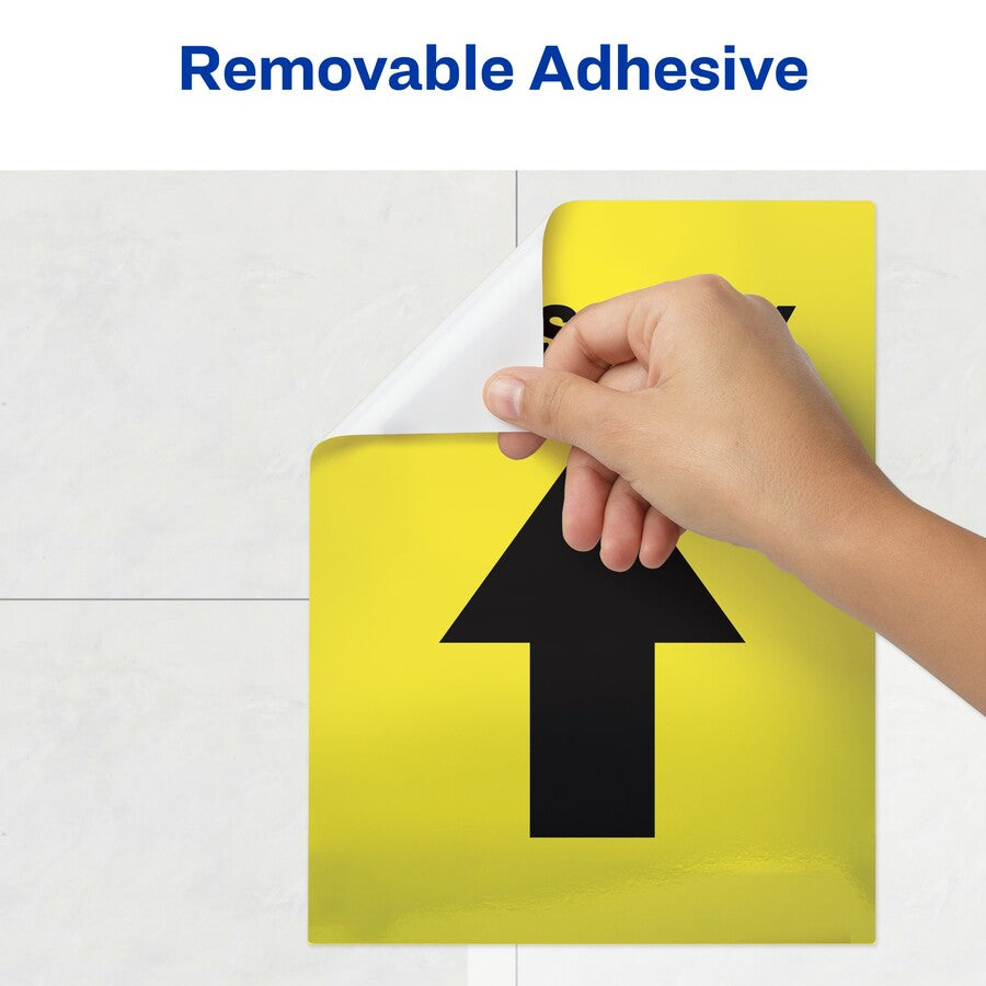 Avery® Floor Decal - Print/Message "This Way" - Rectangular Shape - Pre-printed, Tear Resistant, Wear Resistant, Non-slip, Water Resistant, UV Coated, Durable, Removable, Scuff Resistant - Vinyl - Black - 5 / Pack