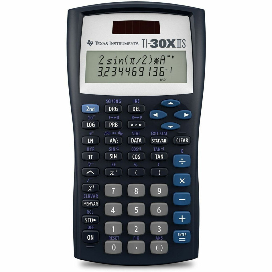 Texas Instruments TI30XIIS Dual Power Scientific Calculator - 2 Line(s) - LCD - Battery/Solar Powered - 6.1" Height x 3.2" Width x 0.7" Depth - Black - 1 Each