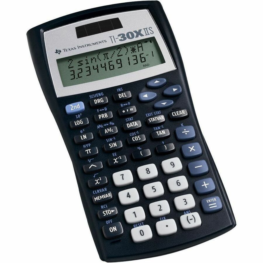Texas Instruments TI30XIIS Dual Power Scientific Calculator - 2 Line(s) - LCD - Battery/Solar Powered - 6.1" Height x 3.2" Width x 0.7" Depth - Black - 1 Each