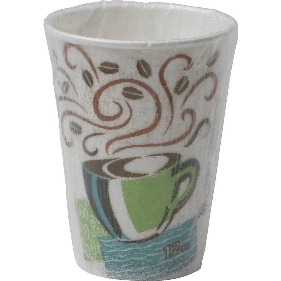 Dixie PerfecTouch 12 oz Insulated Wrapped Paper Hot Coffee Cups by GP Pro - Alternate-Image1
