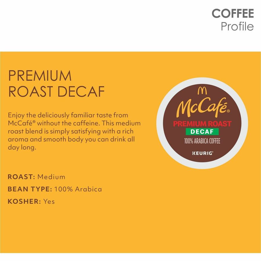 McCafé® K-Cup Decaf Premium Roast Coffee - Compatible with Keurig Brewer - Medium - K-Cup - Premium Roast - Decaffeinated - 24 / Box
