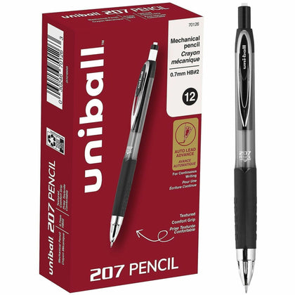 uniball™ 207 Mechanical Pencils - 0.7 mm Black Lead - HB, #2 - Black Barrel - 1 Dozen