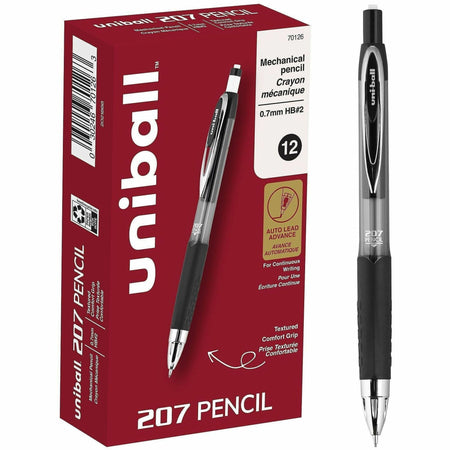 uniball&#8482; 207 Mechanical Pencils - 0.7 mm Black Lead - HB, #2 - Black Barrel - 1 Dozen