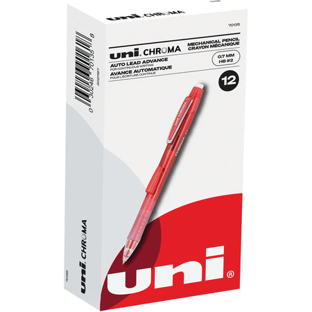 uniball&#8482; CHROMA Mechanical Pencils - 0.7 mm Black Lead - HB, #2 - Red Barrel - 1 Dozen