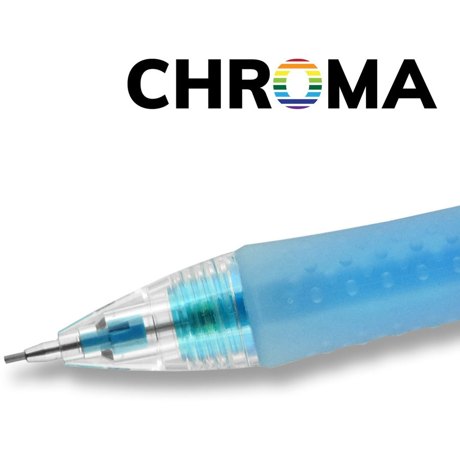 uniball&#8482; CHROMA Mechanical Pencils - 0.7 mm Black Lead - HB, #2 - Light Blue, Red Barrel - 2 / Pack