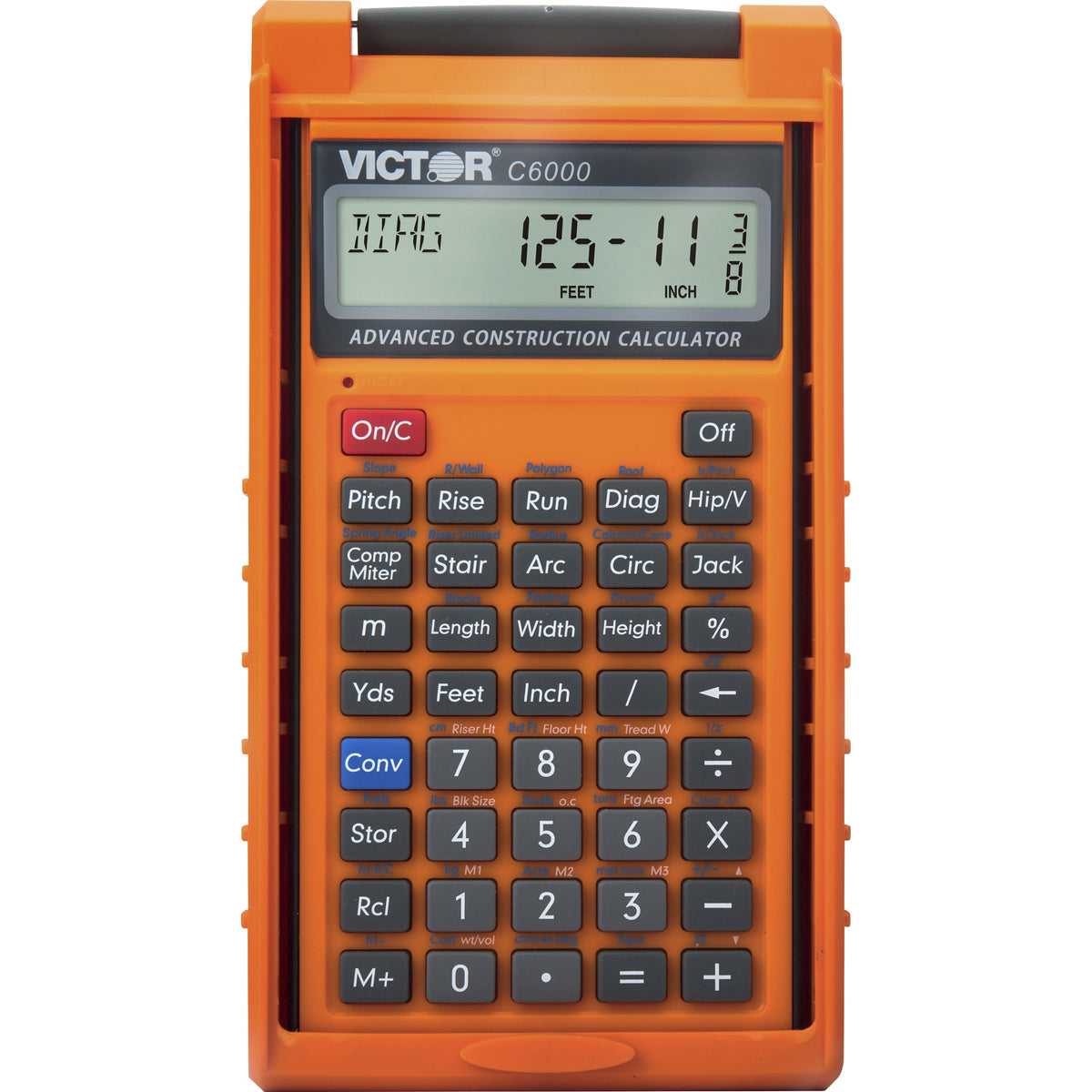 Victor C6000 Simple Calculator - Battery Powered - 0.31" - LCD - Battery Powered - 2 x LR44 - 6.5" Height x 3.5" Width x 0.8" Depth - Orange - 1 Each