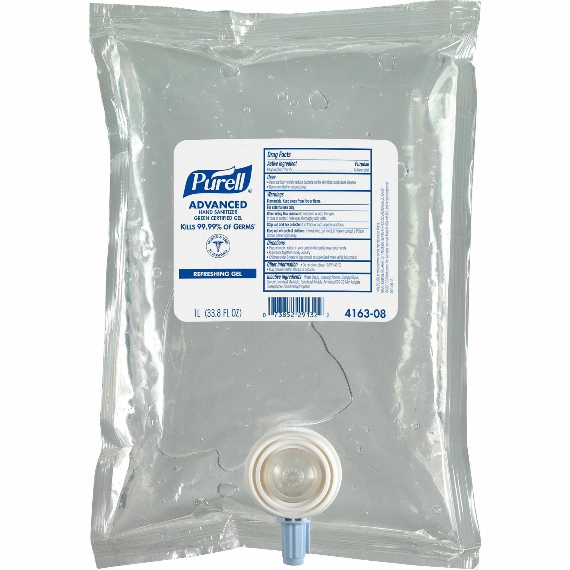 PURELL® Hand Sanitizer Gel - Fragrance-free Scent - 1.06 quart - Kill Germs - Hand, Skin - Clear - Dye-free, Fragrance-free, Unscented, Bio-based - 1 Each