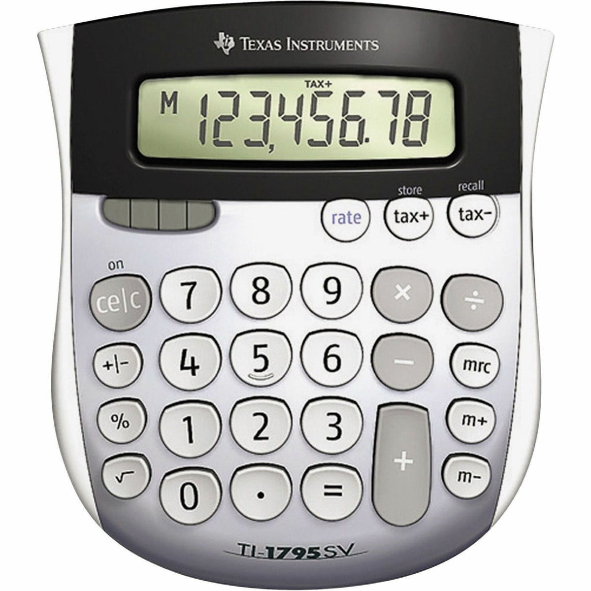 Texas Instruments TI-1795SV SuperView Calculator - Dual Power, Sign Change, Angled Display - 8 Digits - LCD - Battery/Solar Powered - 1" Height x 4.3" Width x 5.1" Length - Gray - 1 Each