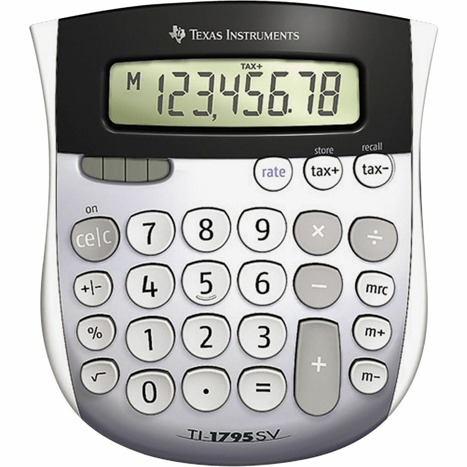 Texas Instruments TI-1795SV SuperView Calculator - Dual Power, Sign Change, Angled Display - 8 Digits - LCD - Battery/Solar Powered - 1" Height x 4.3" Width x 5.1" Length - Gray - 1 Each